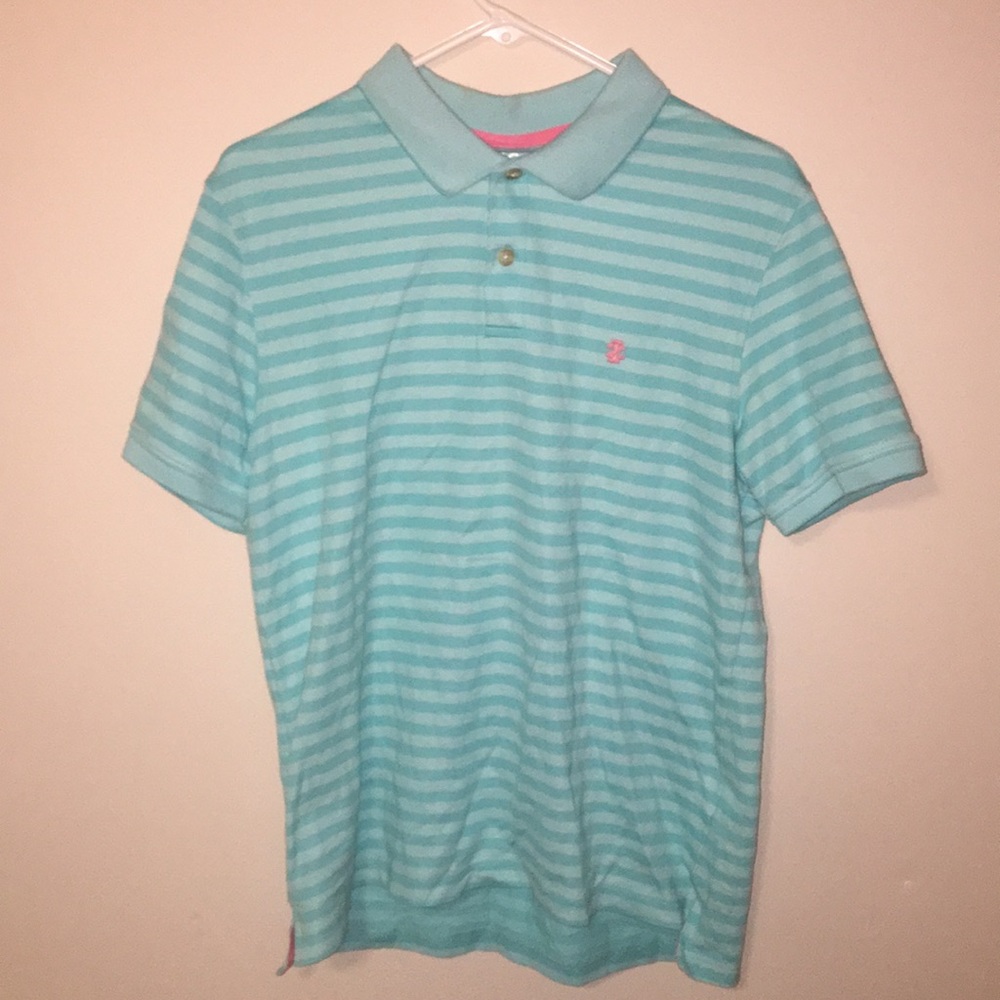 Mens IZOD Performance Polo Blue Striped Size M